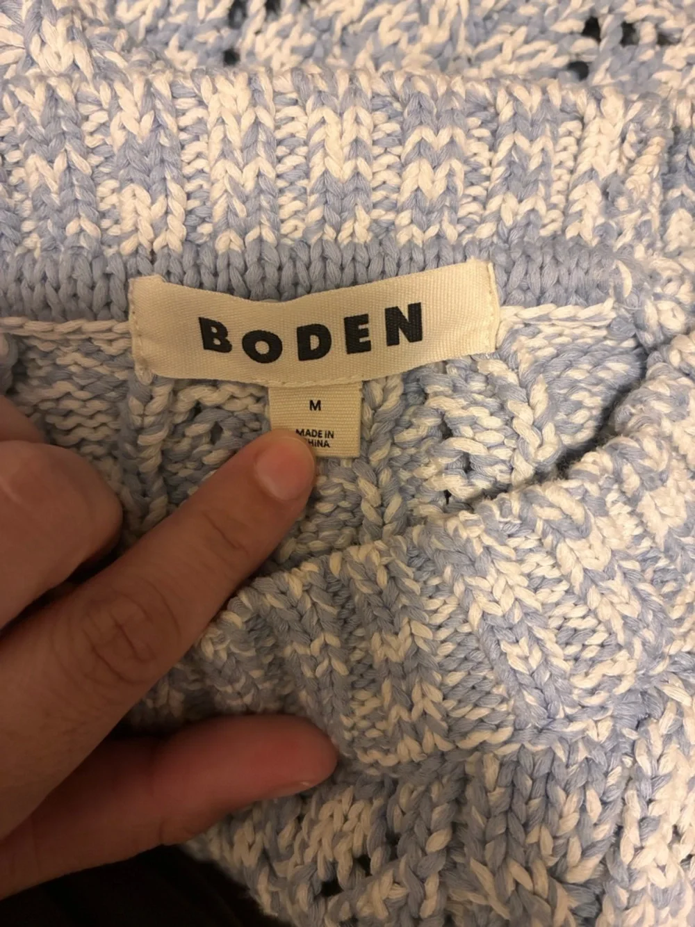 Boden Light Lavender Marled Cable Knit Crew Sweater - Picture 5 of 6